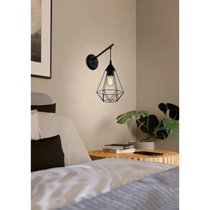 Eglo 49081 Wandleuchte TARBES E27 1X40W Stahl schwarz L:15,5cm H:37,5cm dimmbar – Bild 3