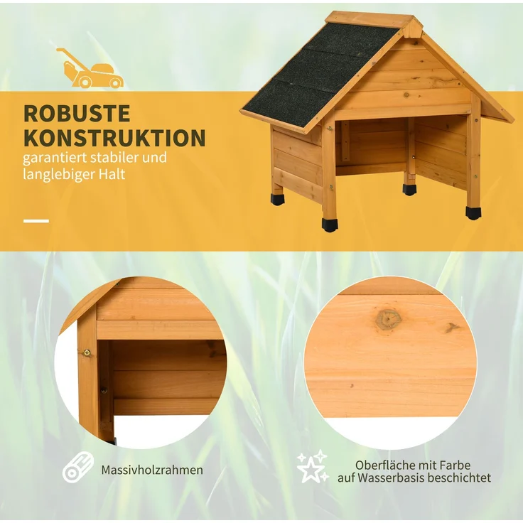 JARDJ Holzgarage für Rasenmäher Roboter Mähroboter Carport 75x76x70 cm Gelb, Sonnen- & Regenschutz für Rasenroboter – Bild 4