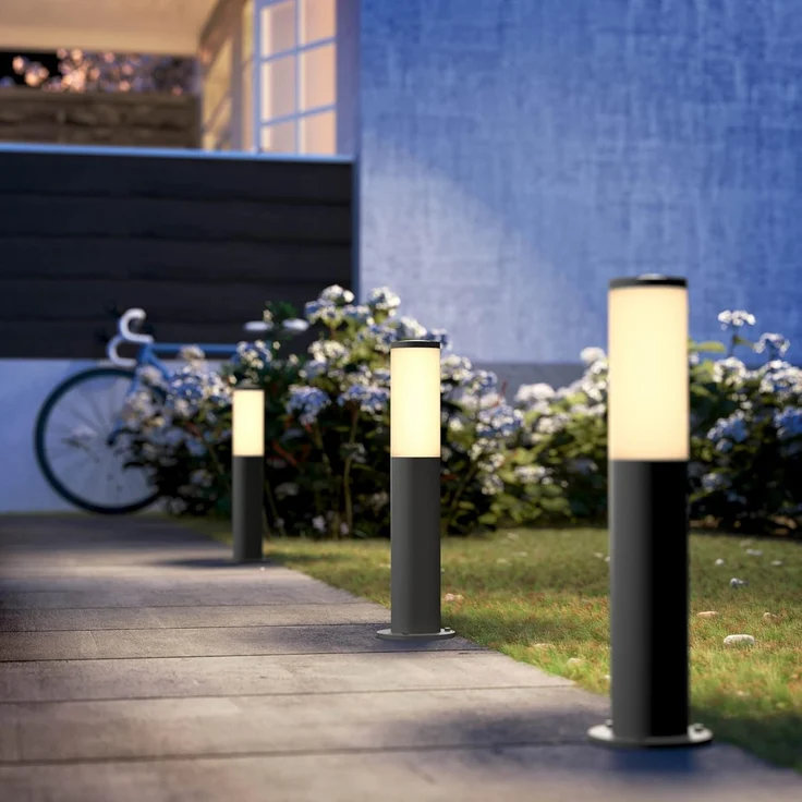 Philips Outdoor LED Sockelleuchte Utrecht, für den Außenbereich, Anthrazit, 60W, IP44 Schutzklasse, austauschbares Leuchtmittel – Bild 2