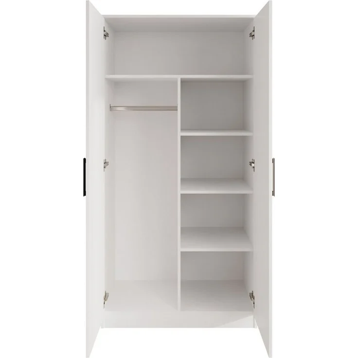 Beautysofa Kleiderschrank TREND 2-türig mit Selbsteinzug, Kleiderstange und 5 Einlegeböden (verschiedene Farben, mit oder ohne Schubladen) – Bild 3