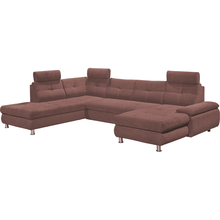 Wohnlandschaft Alba von ED Exciting Design mit Schlaffunktion & Bettkasten – U-Form Sofa aus hochwertigem Brego-Stoff
