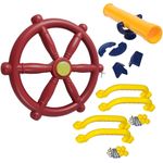 Loggyland Zubehörset für Spielturm Lenkrad + Fernrohr + 4 Handgriffe Sparset