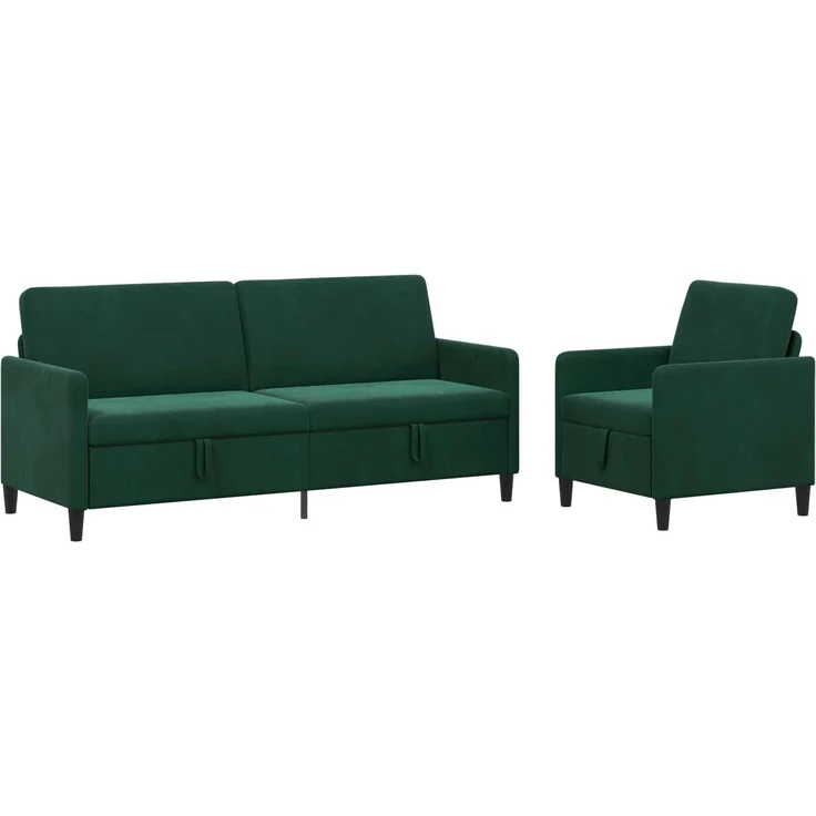vidaXL Sofa Set mit Stauraum 2 stk. Dunkelgrün Polyester 3429248 – Bild 2