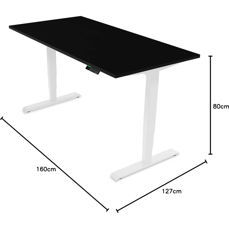 Desktopia Pro X - Elektrisch höhenverstellbarer Schreibtisch / Ergonomischer Tisch mit Memory-Funktion, Schwarz, Gestell Weiß, 160x80 cm – Bild 2
