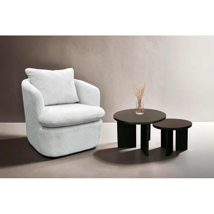 byLIVING Couchtisch Round (Set), aus 2,5cm starkem Massivholz schwarz, einzeln oder im Set stellbar – Bild 2