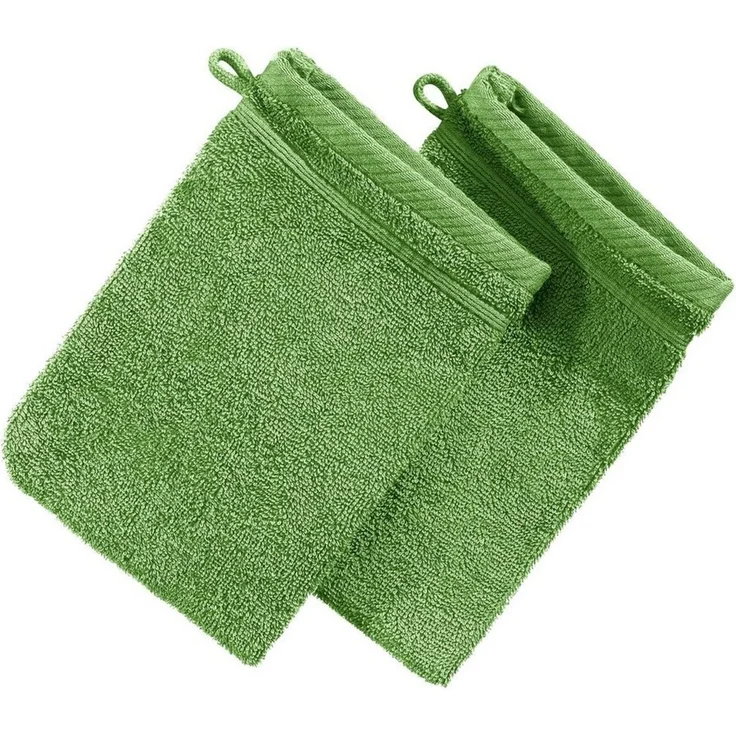 Erwin Müller Waschhandschuh Waschhandschuh "Heidelberg" 2er-Pack, Frottier (2-St), Walk-Frottier Uni, Apfelgrün – Bild 5