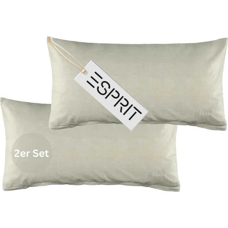 Esprit Bettwäsche HARP Renforcé Kissenbezüge und Bettwäsche, Baumwolle, 2 teilig, 40x80 cm 2er Pack in Grau