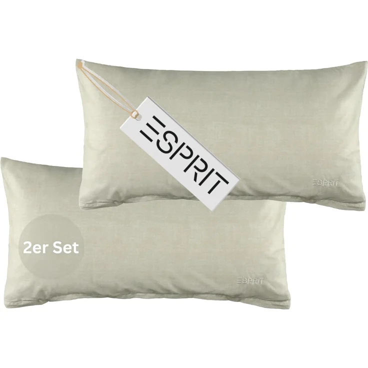 Esprit Bettwäsche HARP Renforcé Kissenbezüge und Bettwäsche, Baumwolle, 2 teilig, 40x80 cm 2er Pack in Grau