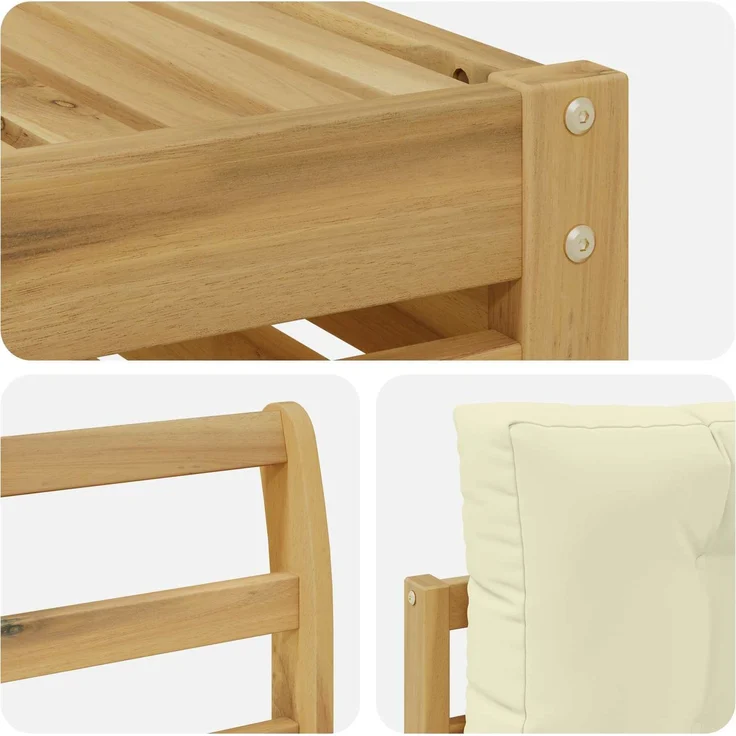 vidaXL Outdoor-Sofagarnitur 5 pcs Weiß und Creme 79 x 79 x 37 cm 3390445 – Bild 6