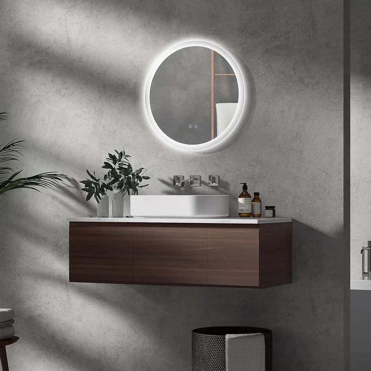 Kleankin Spiegel mit Beleuchtung, Touch-Schalter, Memory-Funktion (Wandspiegel, 1-St, Badezimmerspiegel), Anti-Beschlag, Ø60 x 3 cm – Bild 9