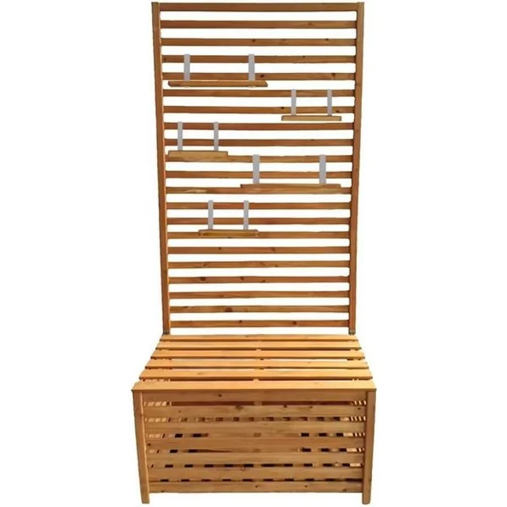 Divit Aufbewahrungsbox Gartentruhe mit Regalen GR1 Gartenbank Pflanzregal – Bild 2