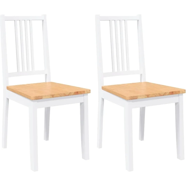 vidaXL Esszimmerstühle 2 Stk. Weiß Massivholz Gummibaum 4102399 – Bild 1