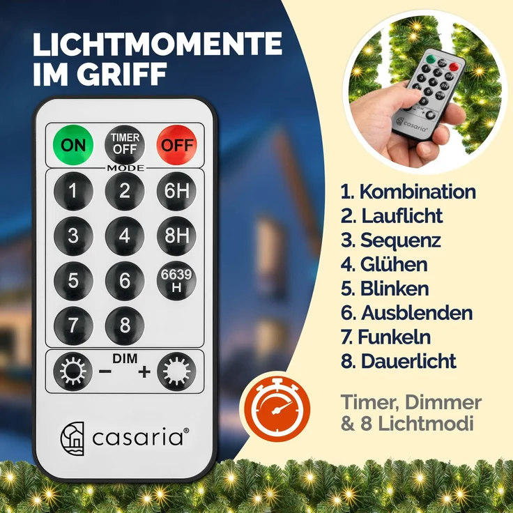 Casaria 2er Set Weihnachtsgirlande 100LEDs mit Fernbedienung – Bild 4