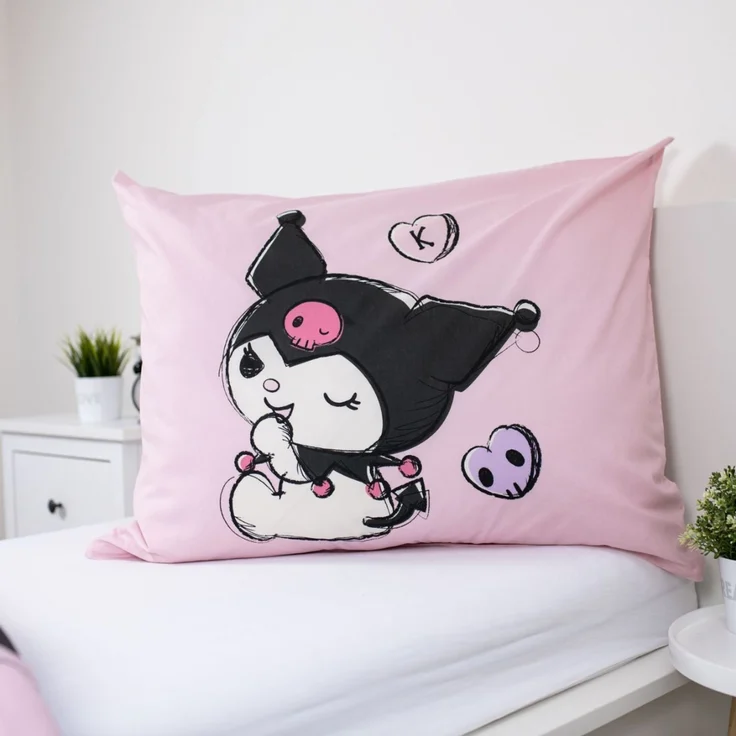 Kuromi Bettwäsche Set aus Baumwolle Bettdeckenbezug 140 × 200 cm mit 70 × 90 cm Kissenbezug – Bild 5