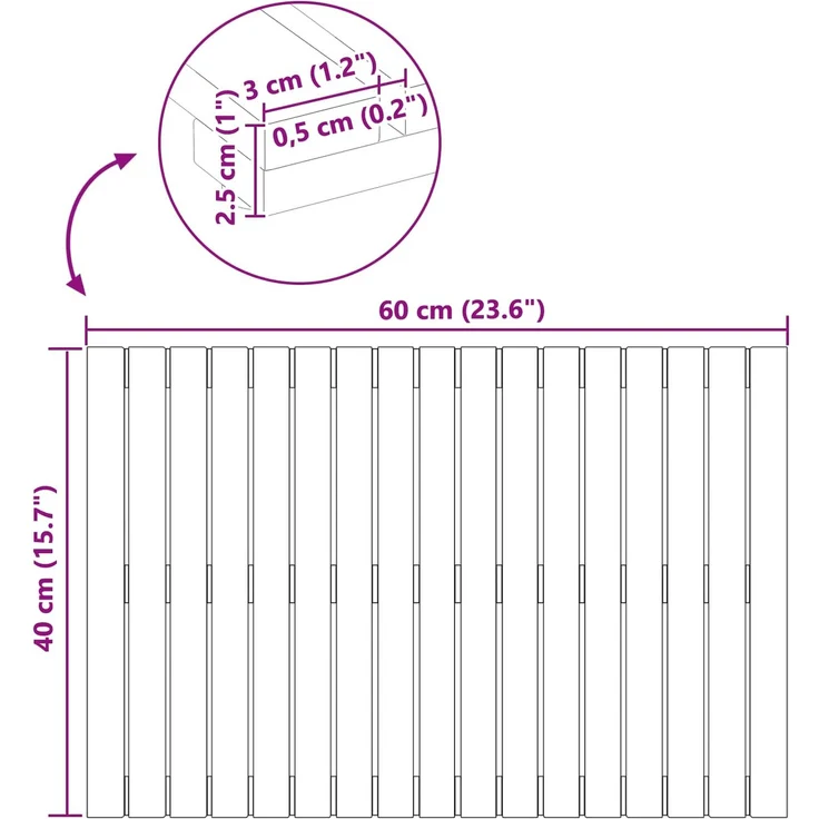 vidaXL Badematte Uni Braun 60 x 40 cm Holz 42025254 – Bild 9