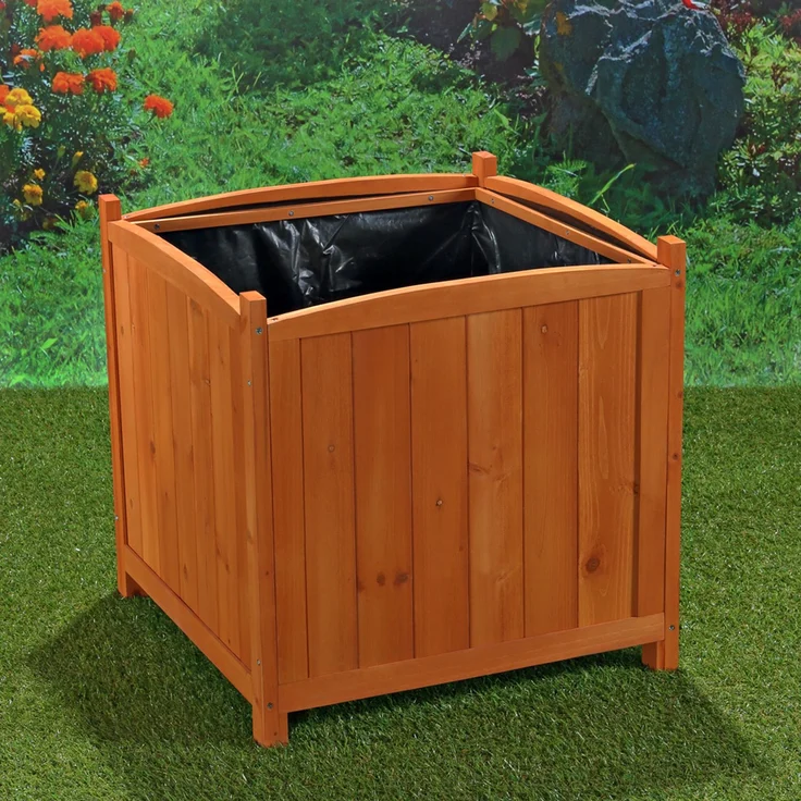 2x 50cm Garten Blumenkübel aus Holz Pflanzkasten Blumentrog Übertopf eckig NEU – Bild 5