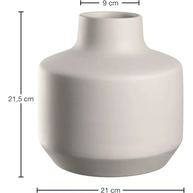 LEONARDO HOME Milano Keramikvase, moderne Dekovase für kunstvolle Blumen-Bouquets, creme, Höhe 21,5 cm – Bild 2