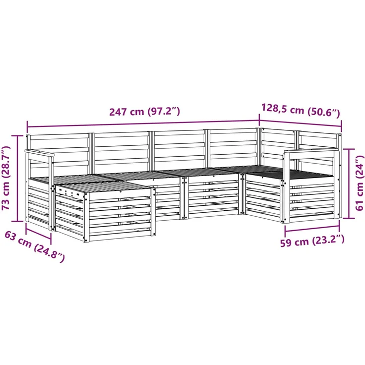 vidaXL Outdoor-Sofagarnitur 6 stk. 5-Sitzer Natur Massivholz Akazie 3375074 – Bild 9