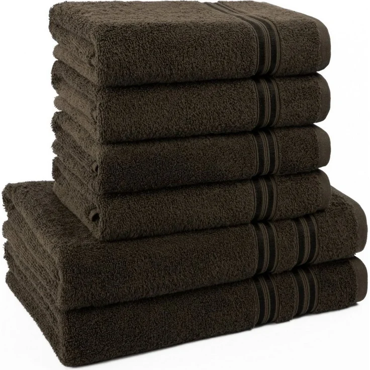 Hammetex 6 teiliges Handtuch Set, 100% Baumwolle Weich Saugstark Qualität Handtücher Set, 2 Badetücher 70x140 cm, 4 Handtücher 50x100 cm, Braun – Bild 2