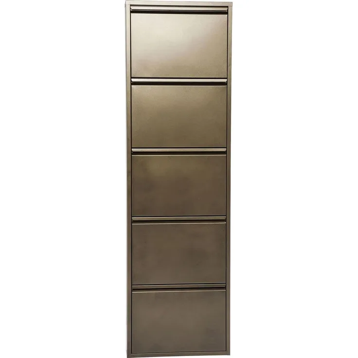Kare Design Schukipper Caruso 5-er, Bronze, Schuhkipper, Schuhschrank, Stahl, Schuablage für 10 Paar Schuhe, Unikat, 170 x 50 x 14 cm (H/B/T)
