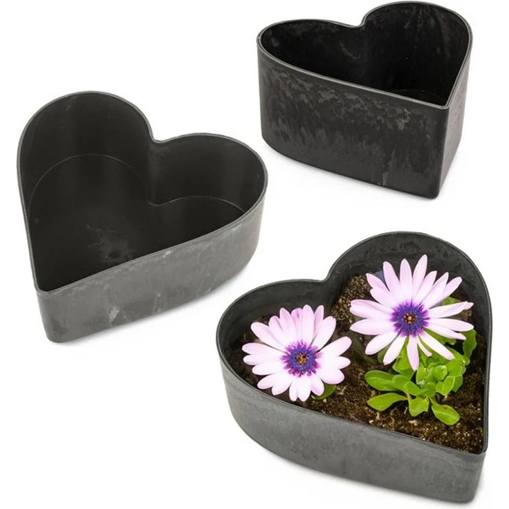 matches21 HOME & HOBBY Blumentopf Herz Pflanzschalen für draussen 3er Set schwarz marmoriert in 26 cm (3 St), Blumen-Schale als wetterfeste Friedhof-Schale Grab-Schmuck Grabschale – Bild 4