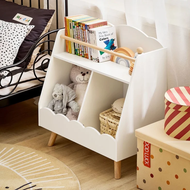 SoBuy KMB100-K-W Kinderregal, MDF, Melamin, Weiß, 61 x 71 x 35 cm – Bild 10