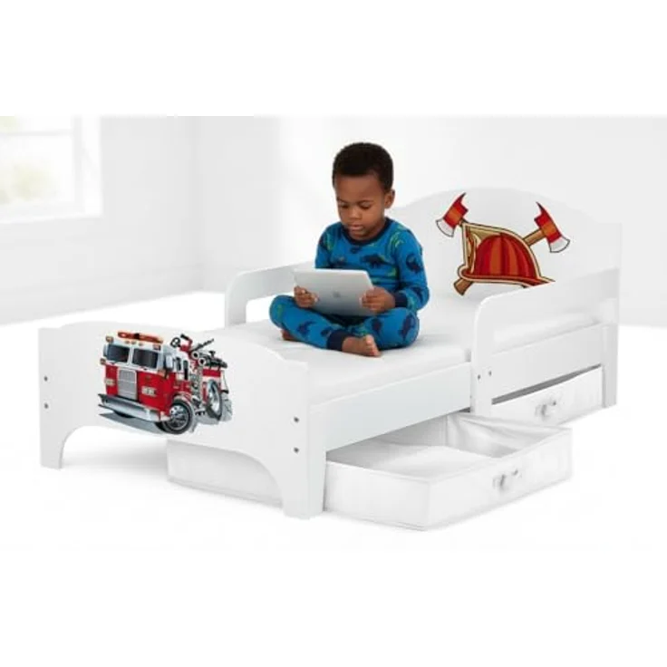 SMART Kinderbett aus Holz - Feuerwehr - Einzelbett mit Schubladen und Matratze (140/70 cm) – Bild 7