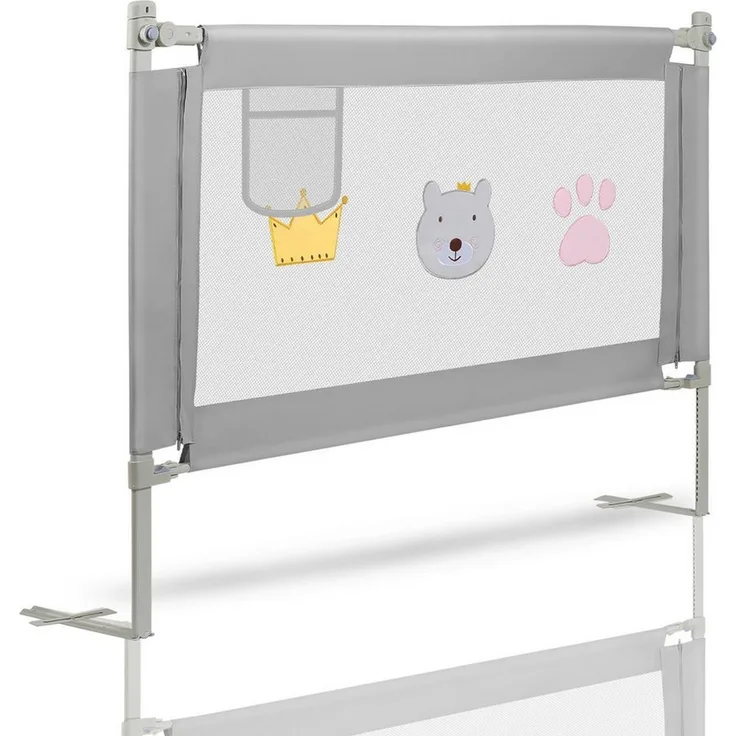 Clanmacy Bettschutzgitter Bettgitter 180cm Kinderbett Kinderbettschutzgitter Rausfallschutz (und strapazierfähigem Polyester Canvas Material 150-200cm), aus Metall