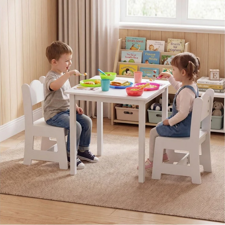 LEADZM Kindertisch Kindertisch mit 2 Stühlen, Kindersitzgruppe, Kinder Tisch Stuhl Set – Bild 2