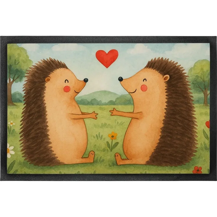 Mr. & Mrs. Panda Fußmatte Igel Liebe Design, Sauberlaufmatte 40 x 60 cm, Weiß, Schuhabstreifer, rechteckig, Höhe: 40 mm, Partner Hochzeit flurmatte