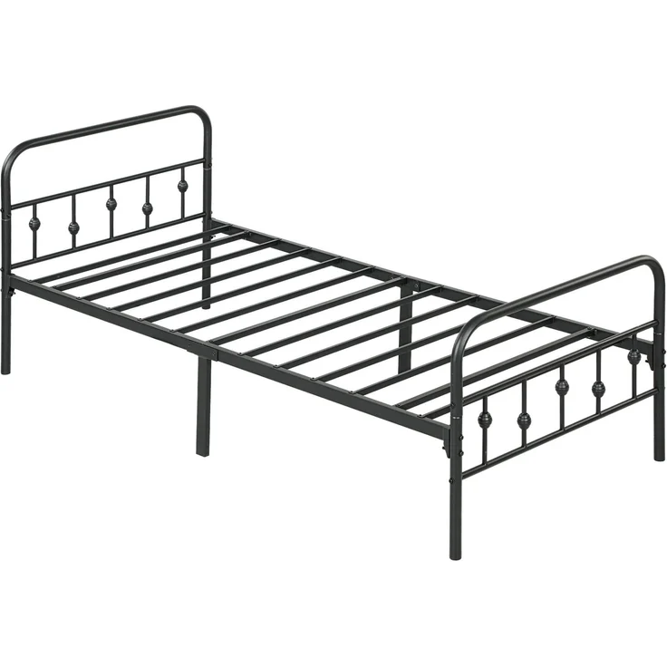 Einzelbettgestell aus Metall, leichte Montage, mit geräuschreduzierenden Gummikits, Schwarz--Schwarz--206.9x91.8x82.5cm--YOUDENOVA – Bild 1