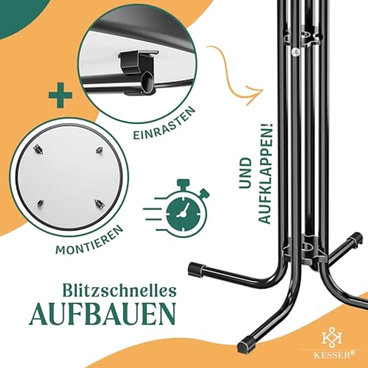 KESSER® Gastro Stehtisch klappbar Bistrotisch | Pulverbeschichtete Edelstahlplatte | höhenverstellbare Füße | Partytisch Tisch Ø 70cm | In- & Outdoor | Empfangstisch | Klapptisch inkl. Husse Schwarz – Bild 7