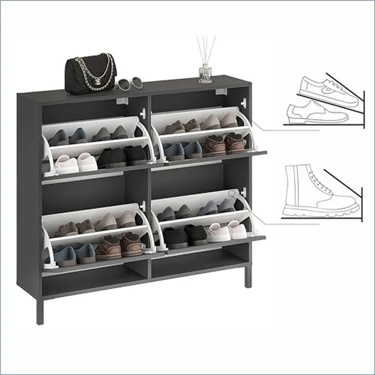KOMTO Schuhschrank Trek 4 - Schuhregal Geschlossen mit 4 Klappen – Bild 4