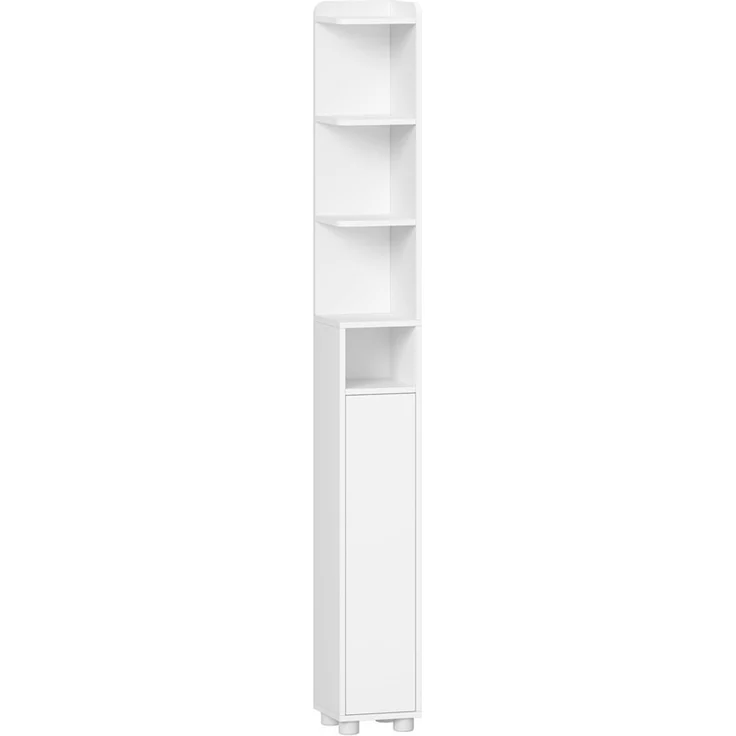 Badezimmerschrank Schmal, Toilettenschrank, Badschrank mit Verstellbare Einlegeböden, Badmöbel für Kleine Bäder, 20 x 20 x 177 cm, Weiß – Bild 2