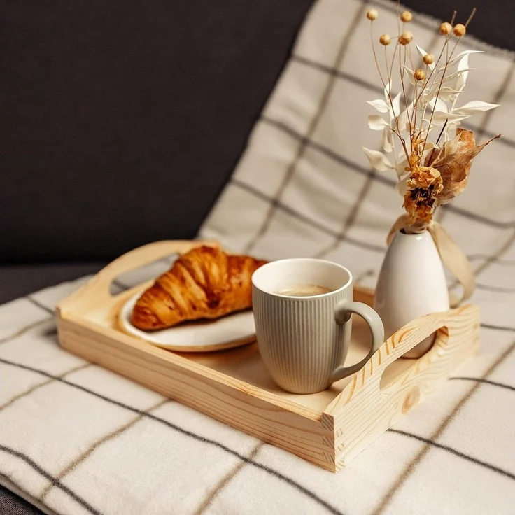 Creative Deco Tablett Serviertablett Holz mit Griff, Tablett Holz mit Griff – Bild 3