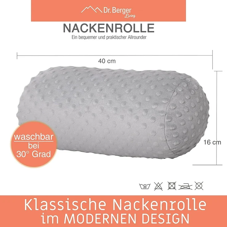 Dr. Berger Nackenrolle Minky Hellgrau 40 x 16 cm – Bild 2