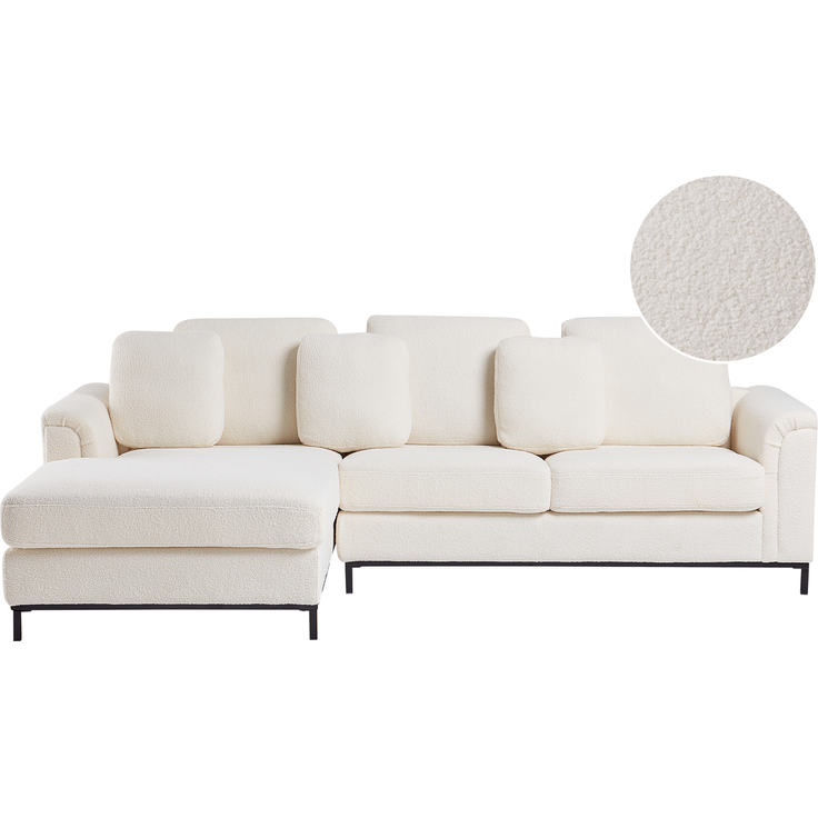 Rechtsseitiges Ecksofa OSLO Bouclé Weiß Rechtsseitig
