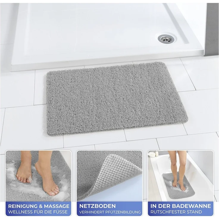 Maximex Duschmatte Wellness, schnell trocknend, rechteckig, Reinigung und Massage der Füße, rutschfester Netzboden, Wasserablauf – Bild 2