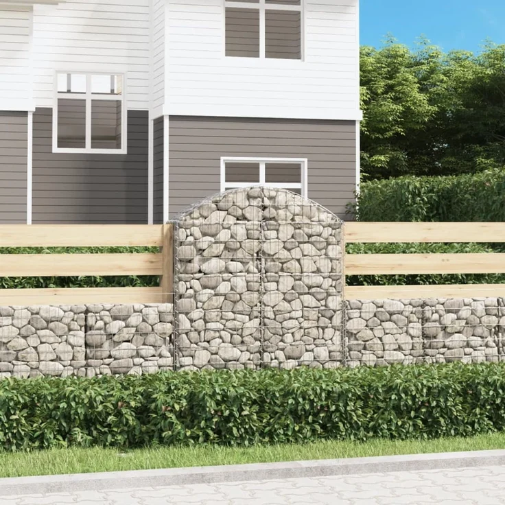 vidaXL Gabione mit Hochbogen 100x30x120/140 cm Verzinktes Eisen 153426 – Bild 1