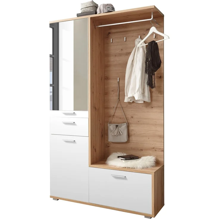 Kompaktgarderobe >Entra< in Eiche Artisan Nachbildung - 117x198x38 (BxHxT) – Bild 4