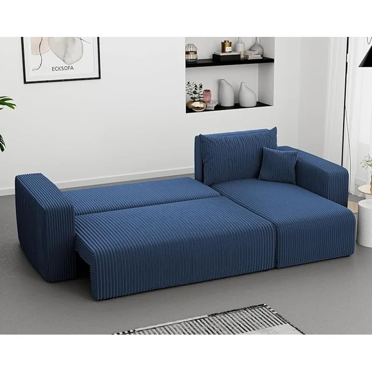 3-Sitzer-Ecksofa mit Schlaffunktion, Stauraum & beidseitig montierbarer Récamiere, Dunkelblau, 200 x 125 cm – Bild 2