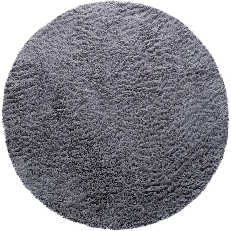 Paco Home Hochflor Teppich Wohnzimmer rutschfest Fellteppich Shaggy Flauschig Weich Modern Kunstfell Fell Imitat Einfarbig, Grösse:120 cm Rund, Farbe:Grau – Bild 6