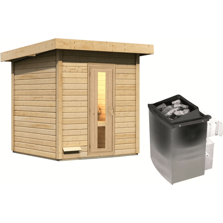 Karibu Sauna Hytti 2 naturbelassen mit 9 kW Ofen mit integrierter Steuerung – Bild 2