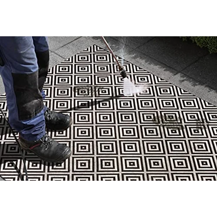 In- & Outdoor Teppich Karo schwarz/creme - 140x200x0,8cm – Bild 7