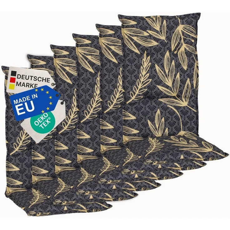 NYVI Hochlehnerauflage Hochlehner Auflagen 6er Set Barcelona - Gartenstuhlauflagen 118x50cm, (6 St), Stuhlauflage, Sitzauflage mit Halteband, UV-fest – Bild 1