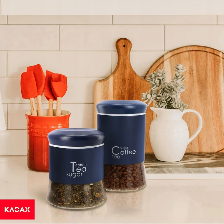 KADAX Glasbehälter für Kaffee, Tee, Zucker, mit Deckel, Küche, 1 l + 0,75 l – Bild 2