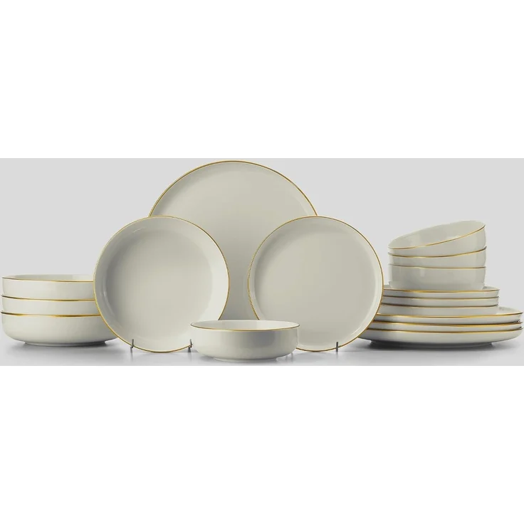 Hermia Concept 'MOD16YSA45R520' Tafelservice (16-teilig), Creme / Gold, 27 x 27 x 2,5 cm – Bild 4