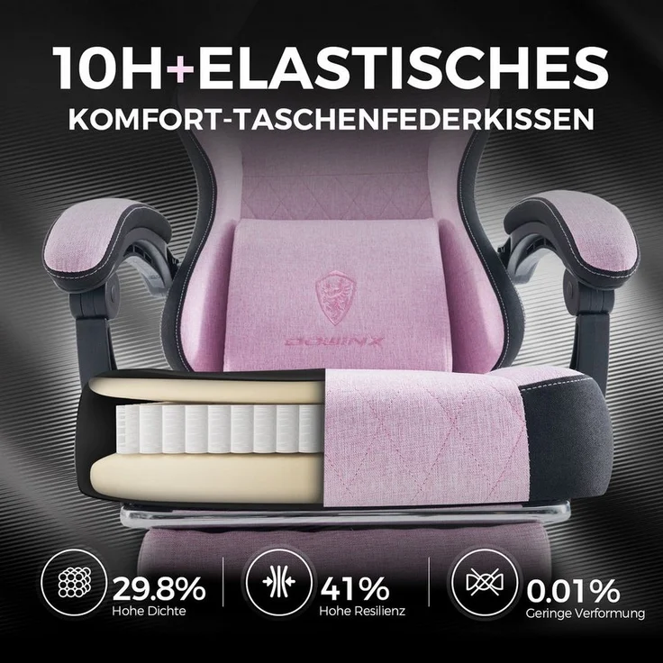 Dowinx Gaming-Stuhl Massage Lendenwirbelstütze Bürostuhl mit Fußstütze für Erwachsene (Packung), Ergonomischer Gaming Sessel Groß und Hoch für Office Gaming 135KG – Bild 2