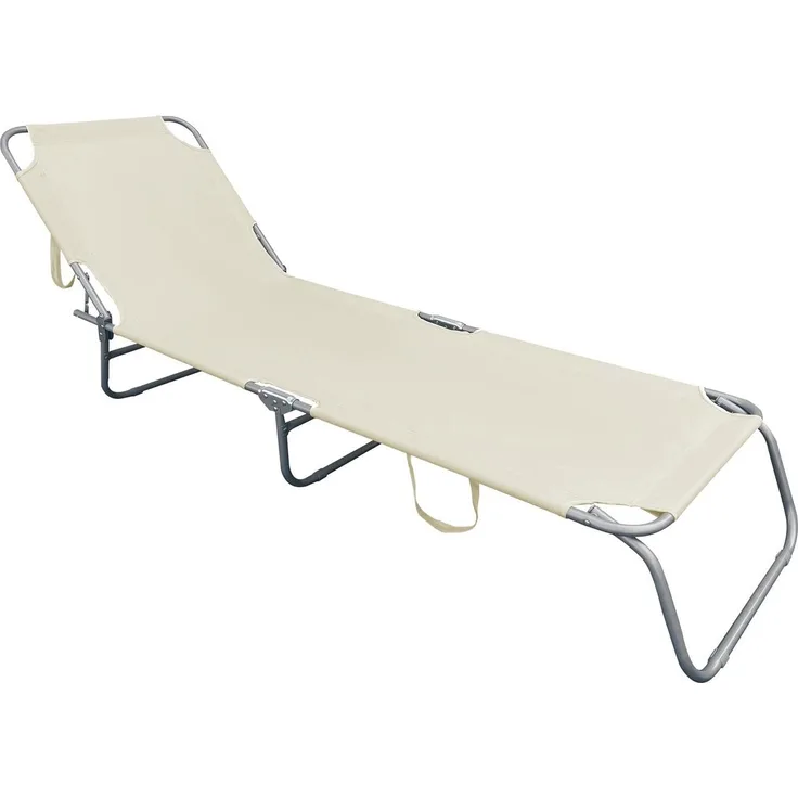 3-Bein Gartenliege Campingliege Beige 186 x 55 x 24 cm