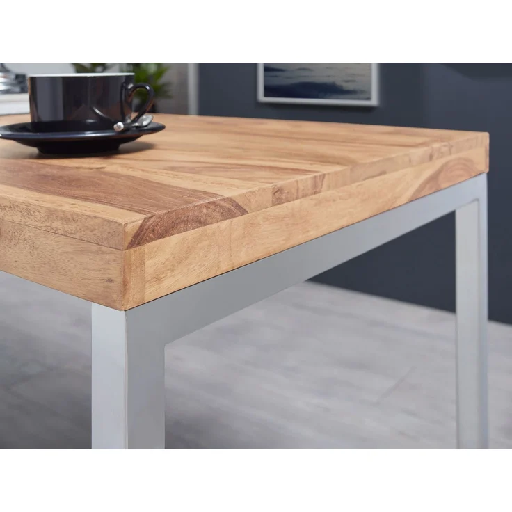 Wohnling Schreibtisch GUNA 120x60cm Akazie Massivholz Metallbeine Landhausstil Dunkelbraun – Bild 12